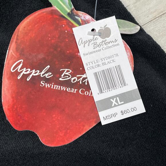 Apple Bottoms Black Silver Terry Hoodie Swim Coverup   SZ XL C101637 - Picture 7 of 9